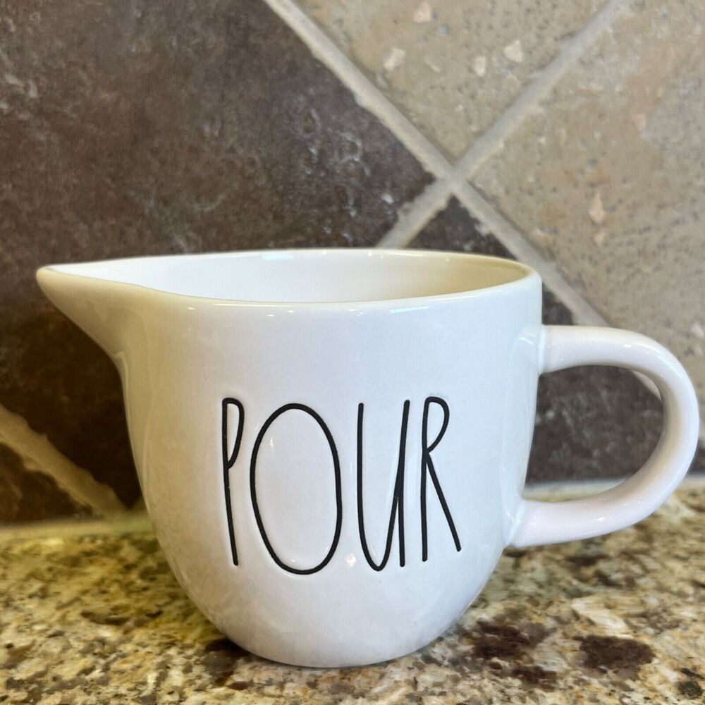 Rae Dunn Artisan Collection POUR Creamer Pitcher Large Letter Magenta Farmhouse